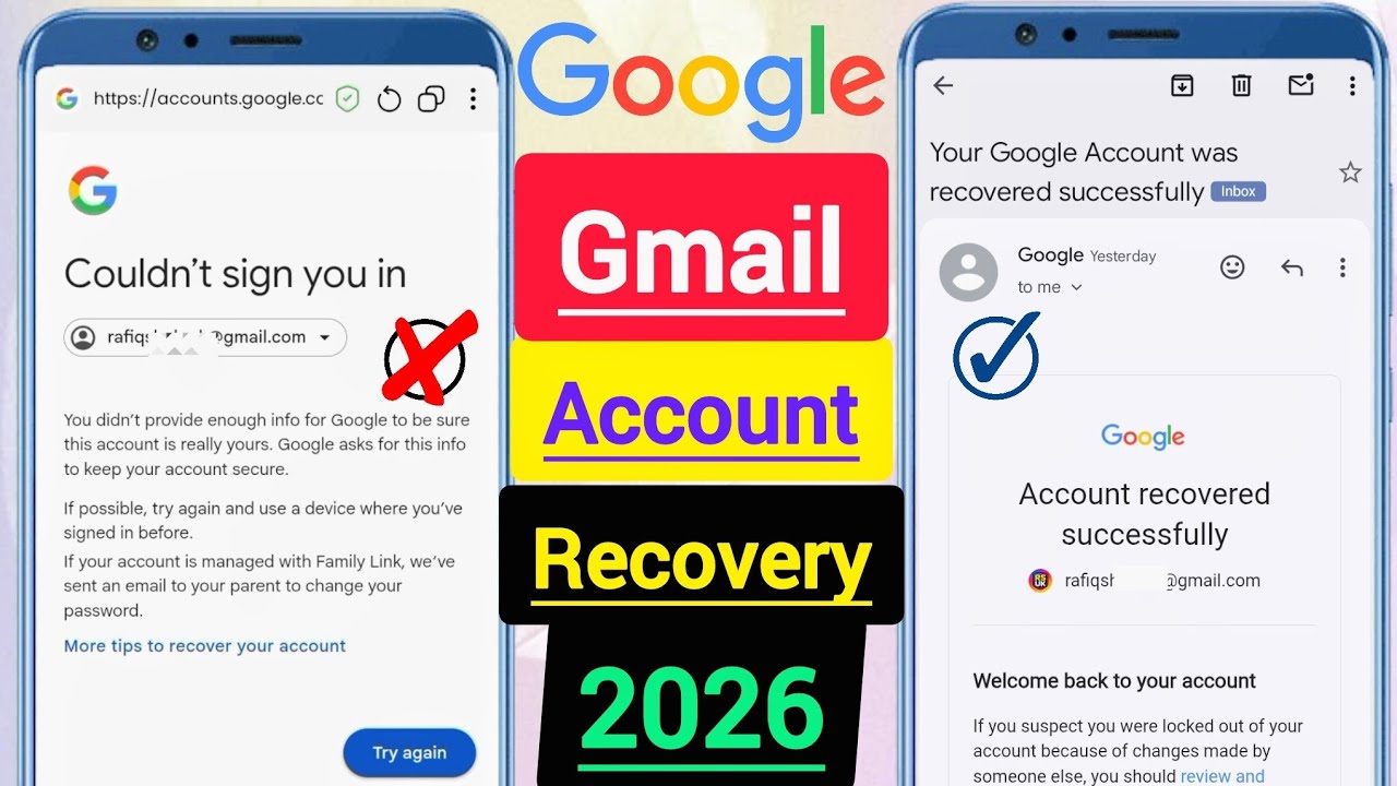 How to recover gmail account 2026 | fix problem couldn't sign you in | Google account recovery 