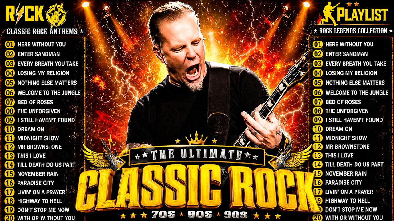 Metallica, Queen, Nirvana, Guns N Roses, Bon Jovi, ACDC - Best Classic Rock Songs 70s 80s 90s