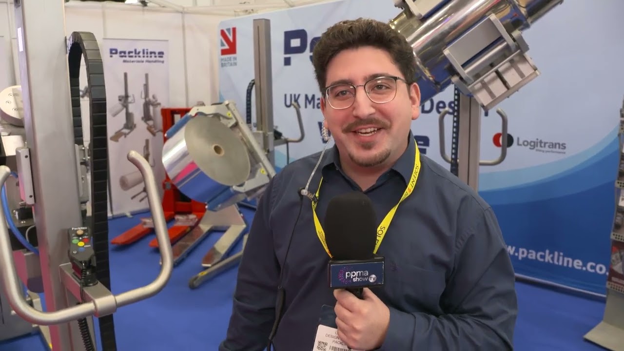 Packline demonstrate the Reel Lifter with Powered Ejection live at PPMA 2025