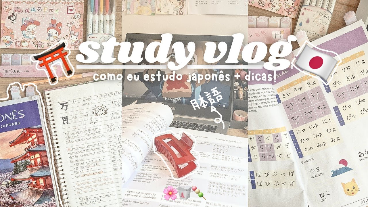 study vlog ~ 🇯🇵 | como eu estudo japon&ecirc;s + dicas! 🌸🍡