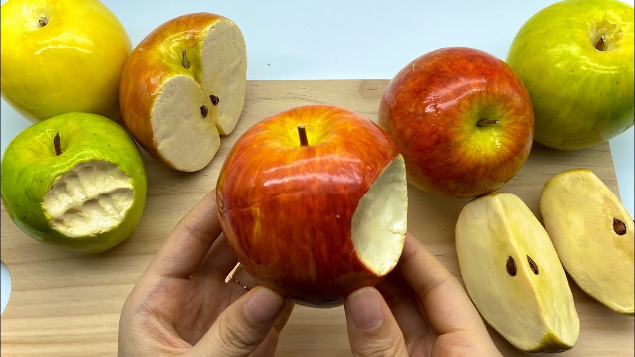 ASMR 🍎사과 점토 부수기! clay cracking !