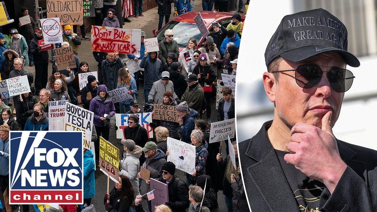 BURN A TESLA, SAVE DEMOCRACY?: Anti-Musk protestors speak out on 'Day of Action' #tesla  #elonmusk