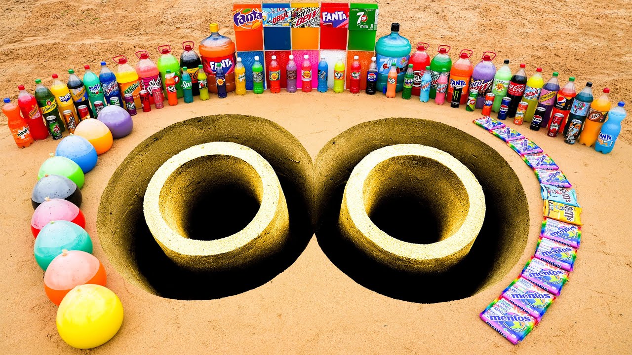 Double Underground против Giant Fanta и 7Up, Mtn Dew, Mirinda, Coca Cola, Balloons Soda и Mentos