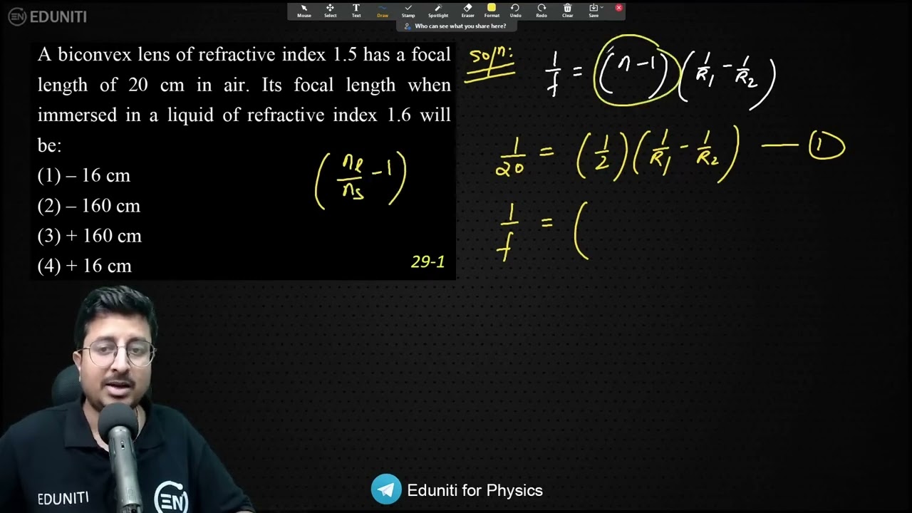 A biconvex lens of refractive index 1.5 has a focal length of 20 cm in air. Its focal length when