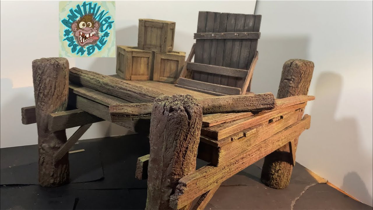 Realistic Wooden Dock, Crates, Logs Diorama and Miniature Props Showcase @AnythingsPosable