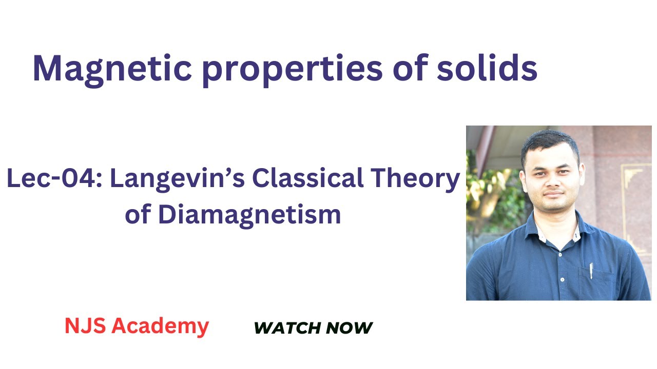 Lec-04 | LANGEVIN'S CLASSICAL THEORY OF DIAMAGNETISM || LANGEVIN THEORY || DIAMAGNETISM ||