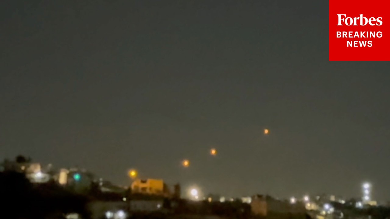 Missiles Fired By Iran Are Seen Over West Bank City Of Hebron
