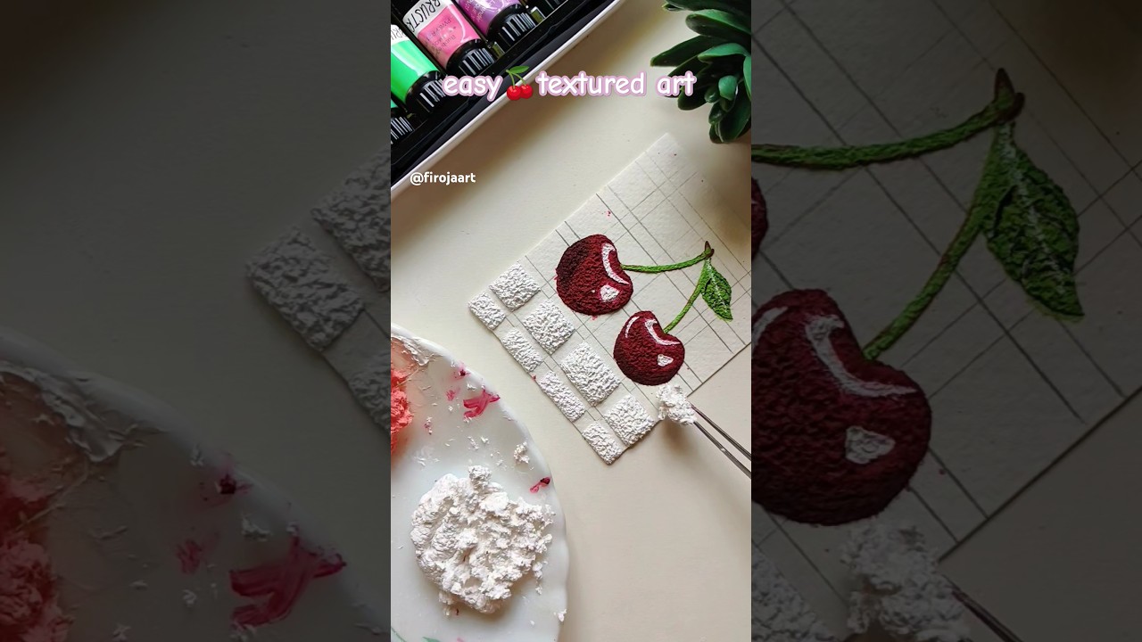 🍒tissue paper painting / textured art with tissue paper 😱💗 #shorts