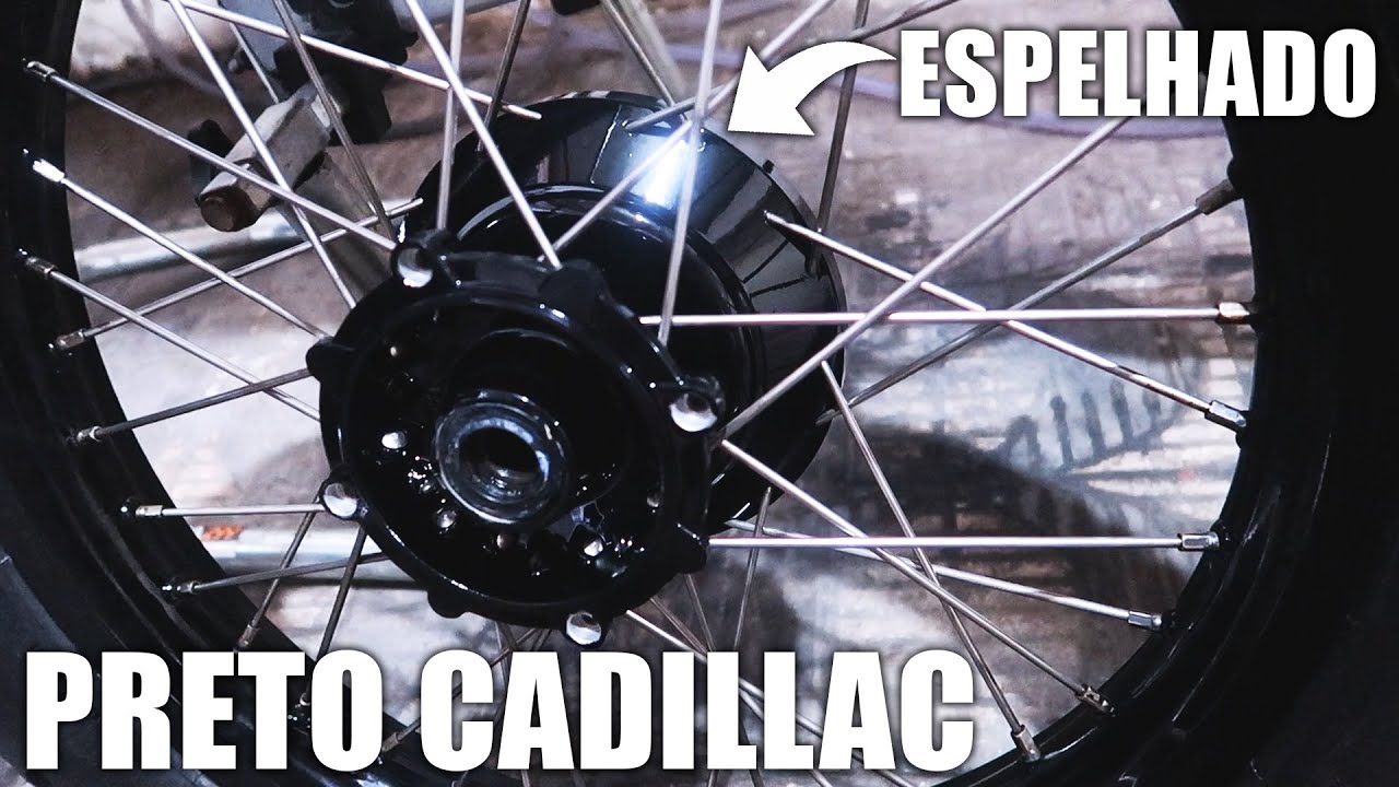 PINTURA PRETO CADILLAC NOS AROS E CUBOS DA XRE 300