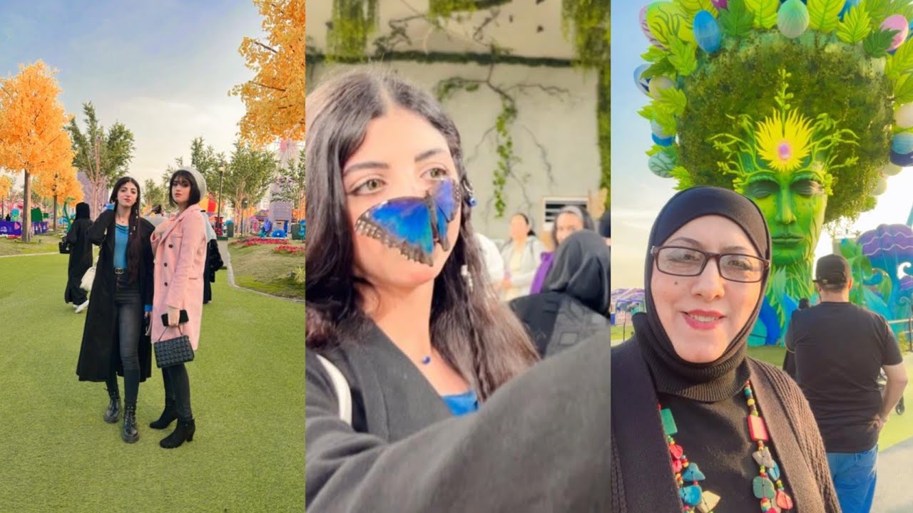 عزمت بناتي ع مكان فيها فراشات حقيقية🦋