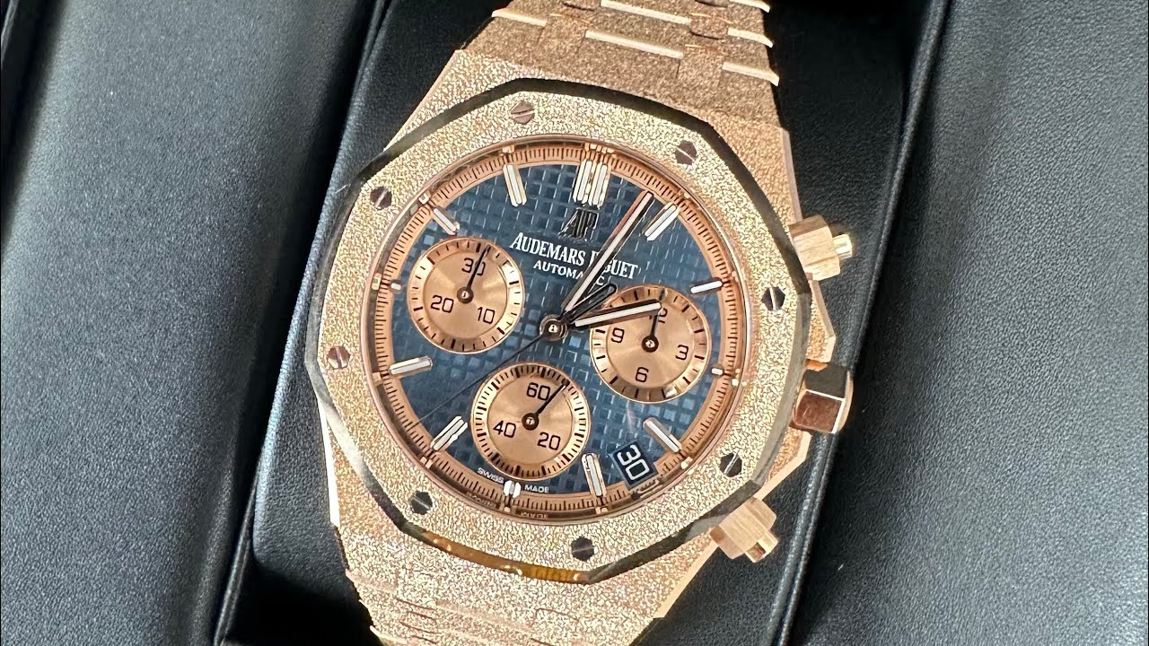Rose Gold Frosted AP Audemars Piguet Royal Oak Chronograph