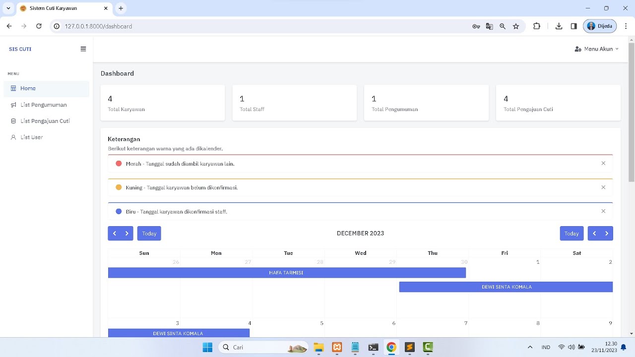 Aplikasi Cuti Karyawan Menggunakan Laravel