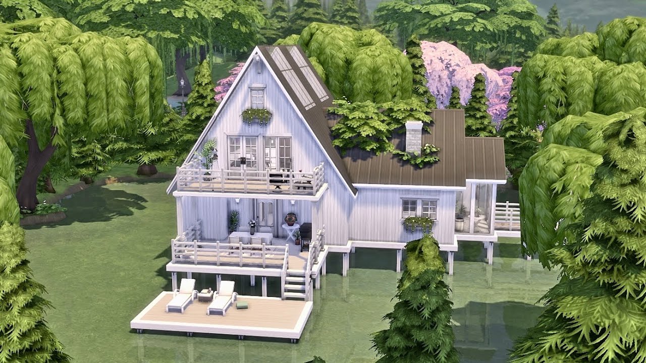 Base Game Lake House | The Sims 4 Speed Build (No CC)