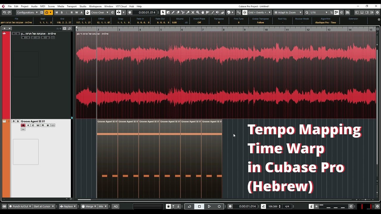 Tempo Mapping\Time Warp in Cubase (Hebrew)