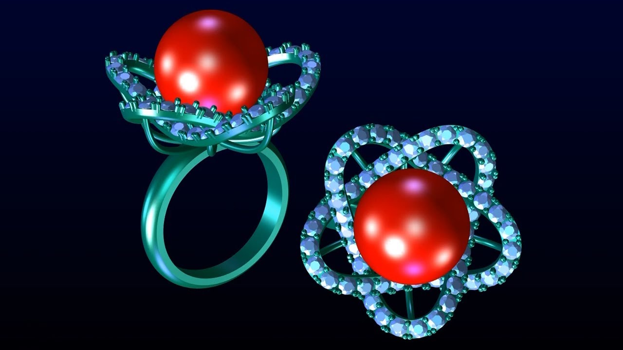 how to design pearl ring with matrix 8 3d gemvision #079 #umphumrin #jewelrydesign #trending