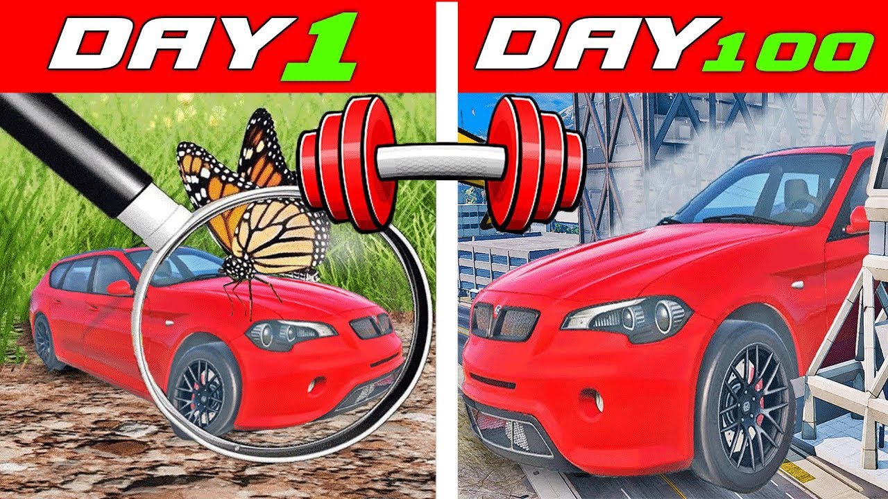 100 DAYS to get BIGGER from TINY to HUGE CAR - BeamNG.drive