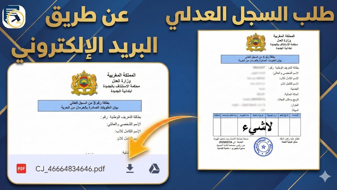طلب السجل العدلي عن طريق البريد الإلكتروني مجانا ( شهادة السوابق العدلية) casier judiciaire