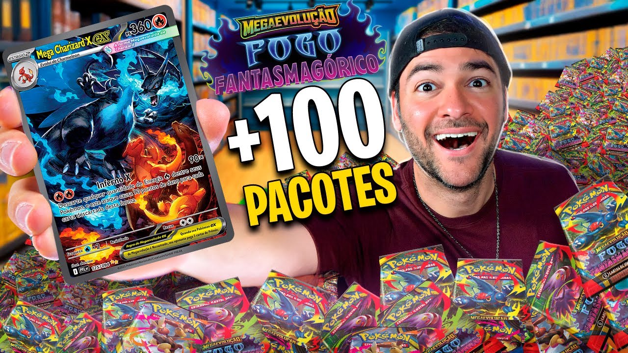 ABRI MAIS DE 100 PACOTES de CARTA POKÉMON FOGO FANTASMAGÓRICO