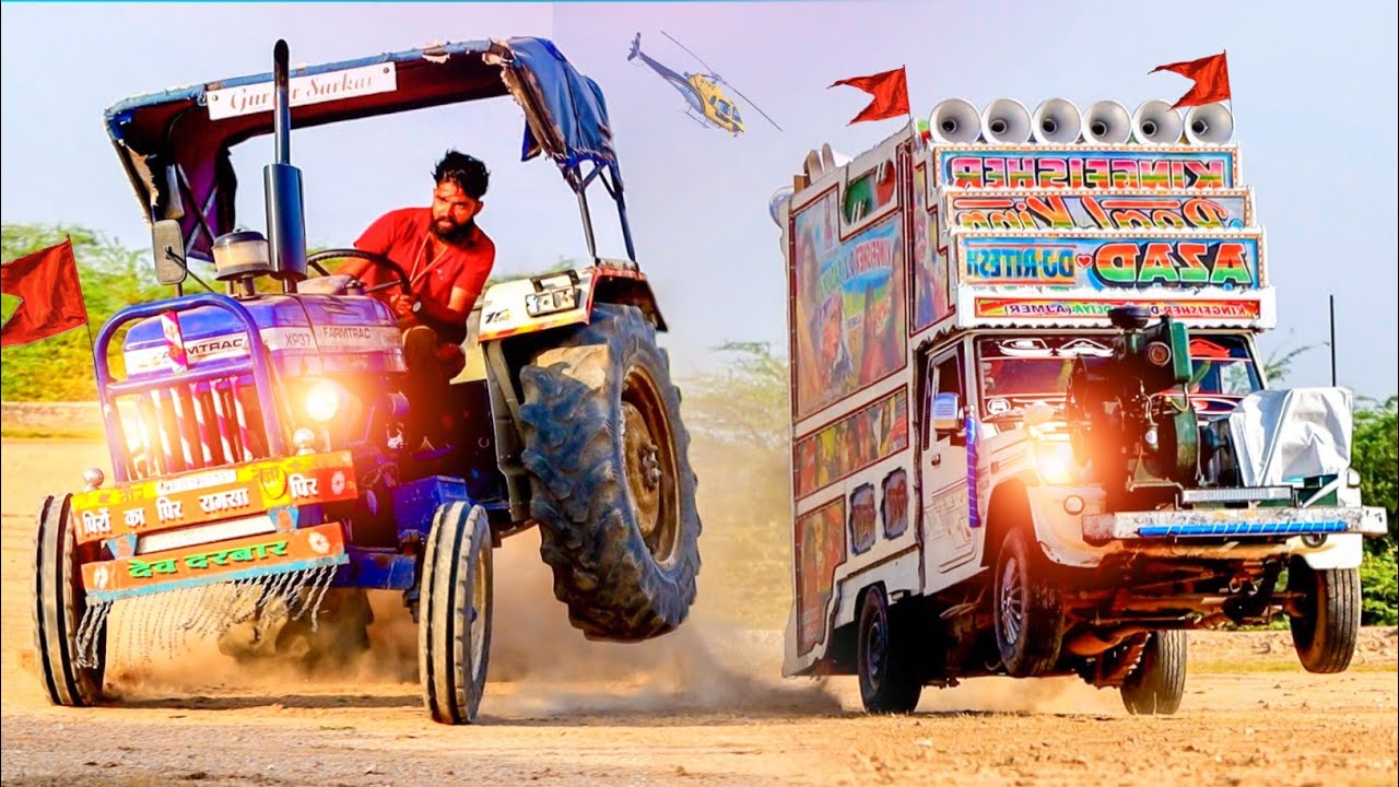 ट्रैक्टर और डीजे ने मिलकर मचाई धूम !! Tractor Stunt !! DJ Stunt !! Tractor vs DJ Competition !! DJ