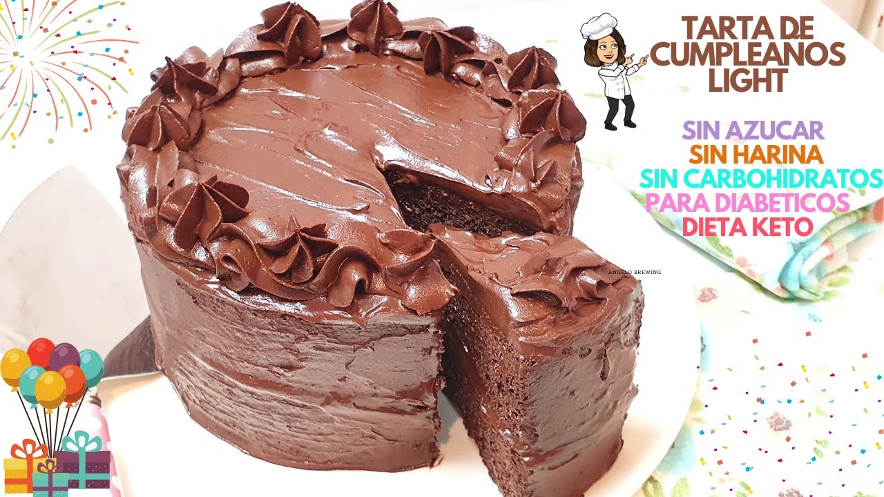 TARTA DE CUMPLEAÑOS DE CHOCOLATE LIGHT No engorda! SIN gluten SIN grasa SIN azucar. Postre Saludable