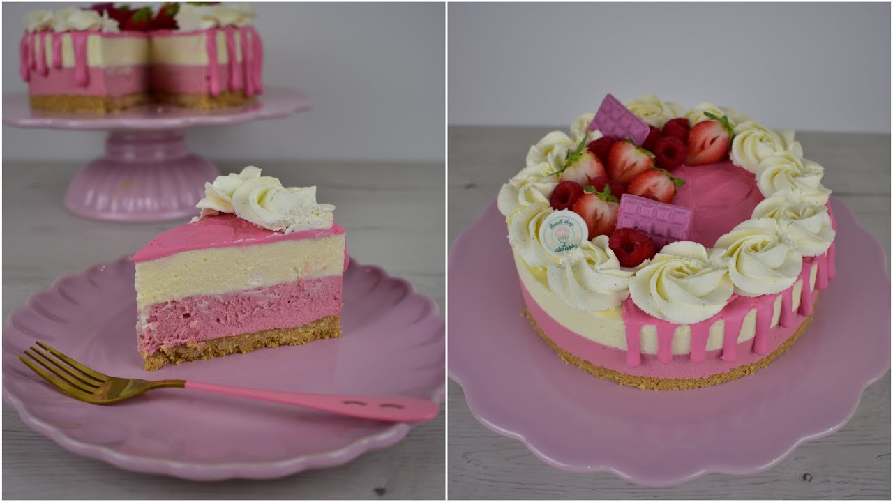 Tarta SIN HORNO de chocolate blanco y chocolate ruby | Postre FÁCIL | Sweet Shop Victoria
