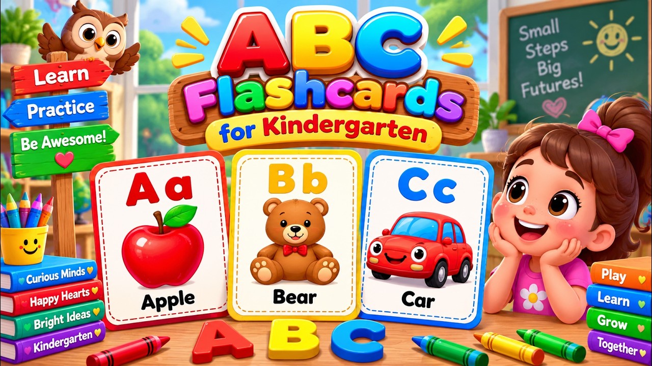 Alphabet Flashcards for Kindergarten | ABC Learning for Kids with Alphabet Words from A to Z