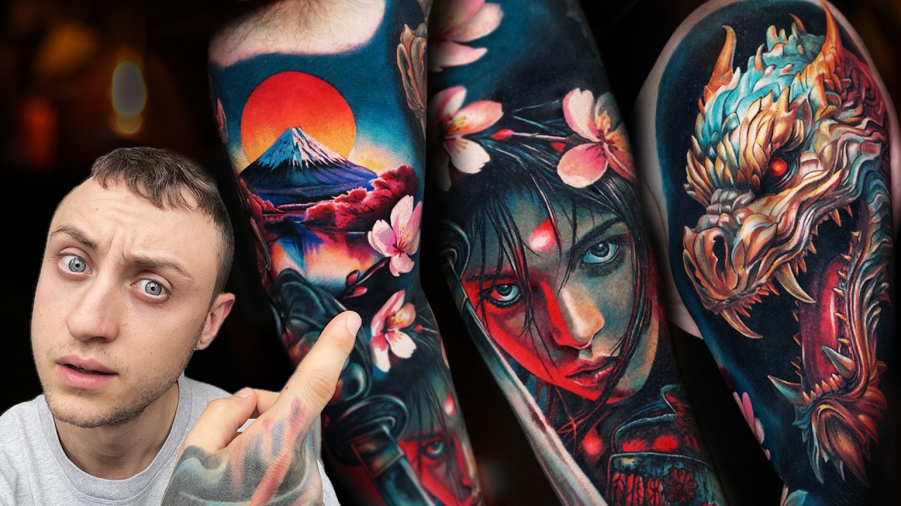 Tattooing a Dragon and Samurai Sleeve | Full Sleeve FINISHED! (part 3)
