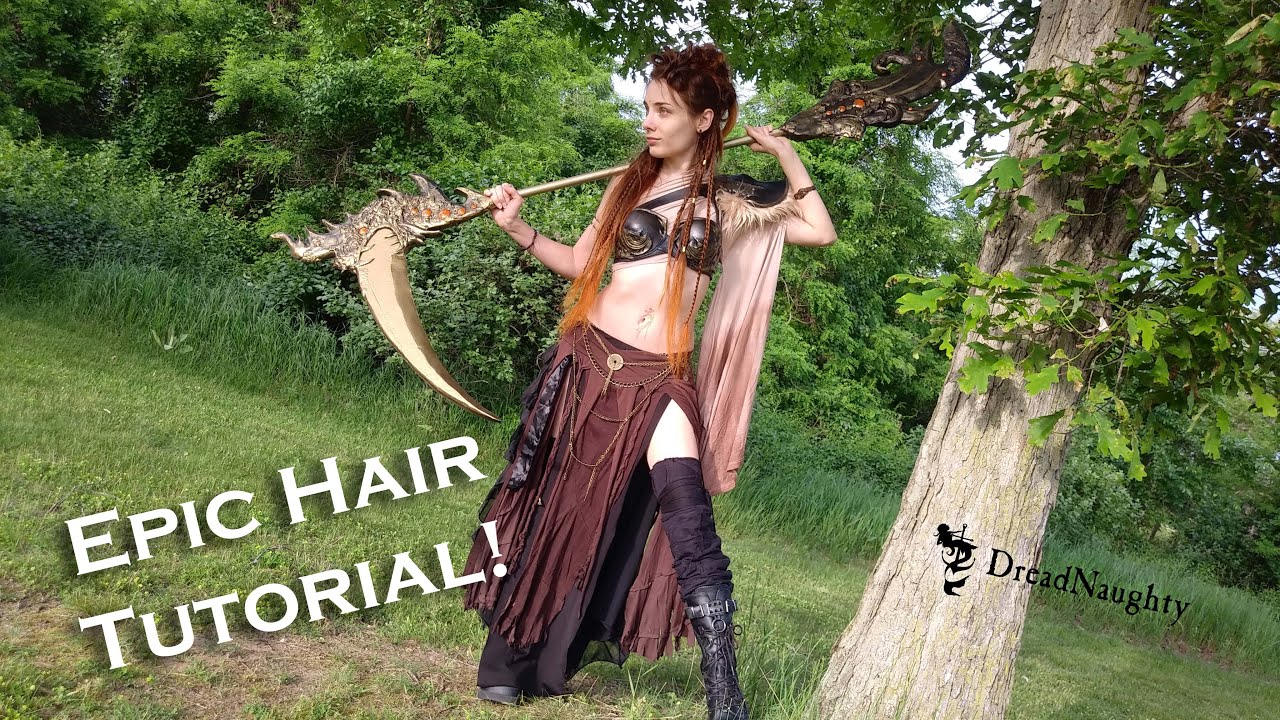 Epic Hairstyle Tutorial - Warrior Up-do with Synthetic Dreadlocks and Braids