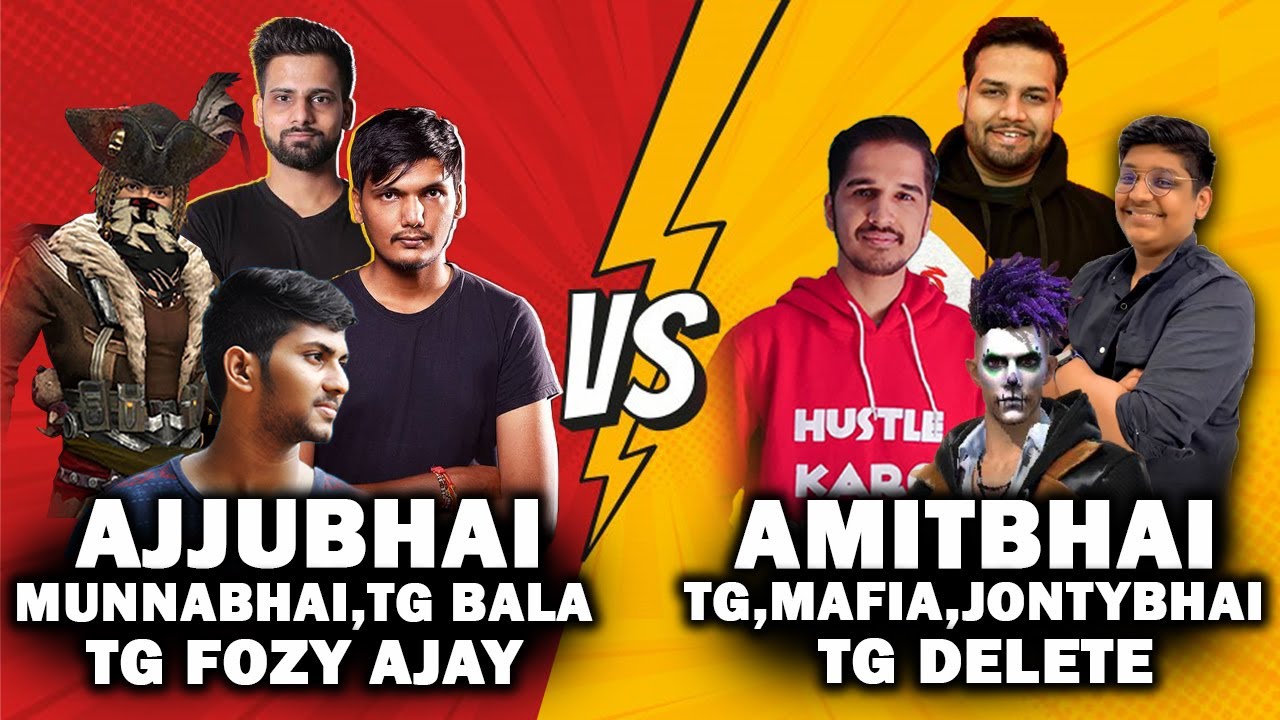Ajjubhai Squad Funny Clash Fight With Amitbhai Squad | Tg Fozyajay,Tg Bala etc |Free Fire Highlights