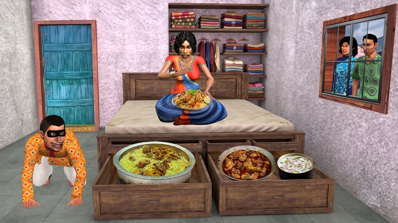 Biryani Thief UnderBed Secret Locker Hidden Biryani Hindi Kahani Moral Stories Funny Comedy Video