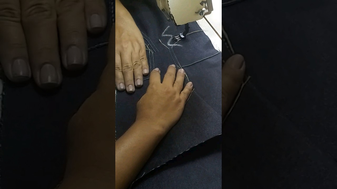 Costurando o bolso no vestido 
