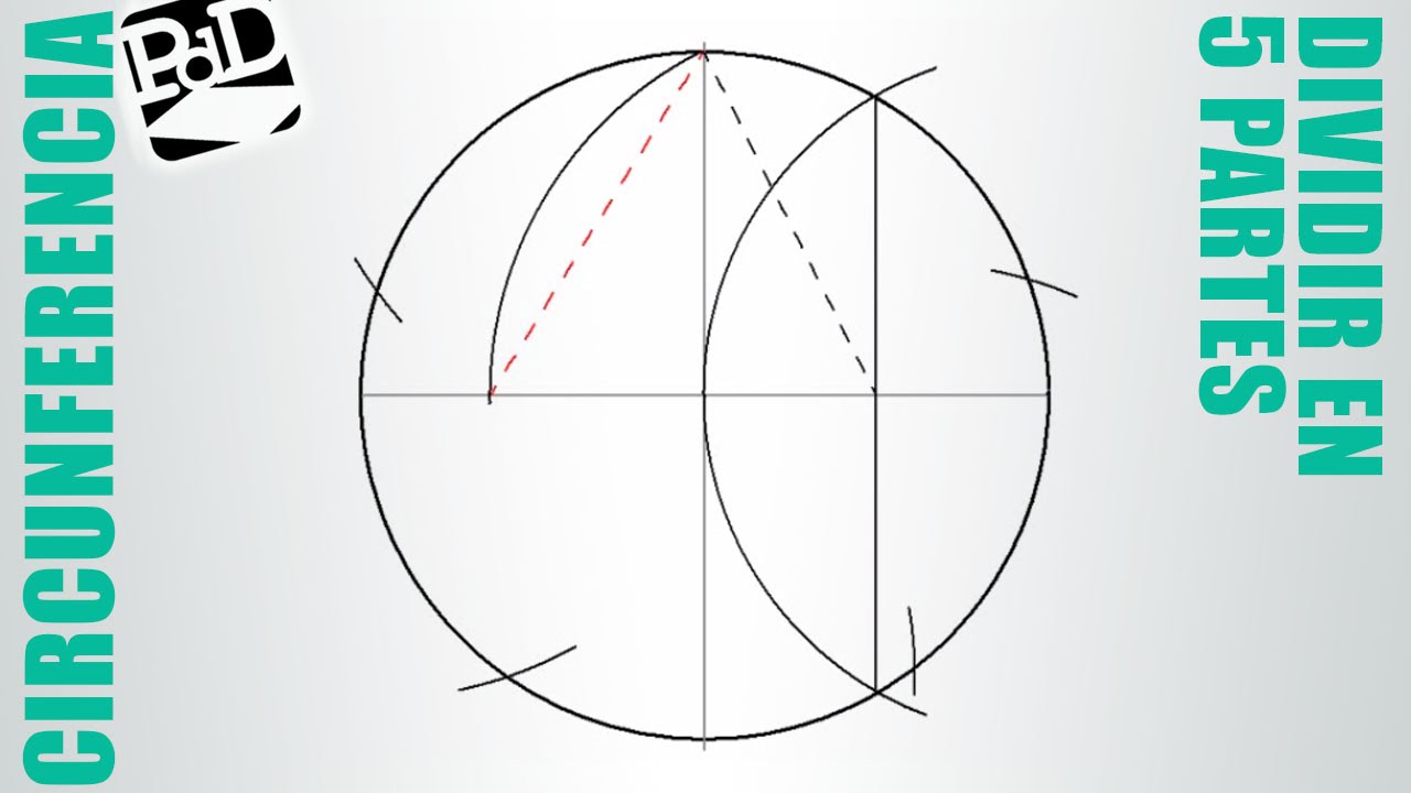Dividir una circunferencia en 5 partes iguales.