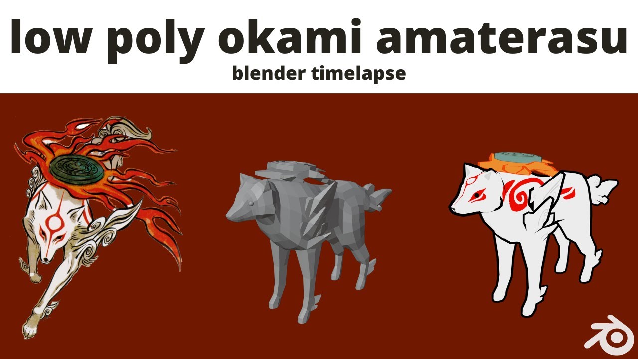 Low Poly Okami Amaterasu | Blender 3.1 Timelapse