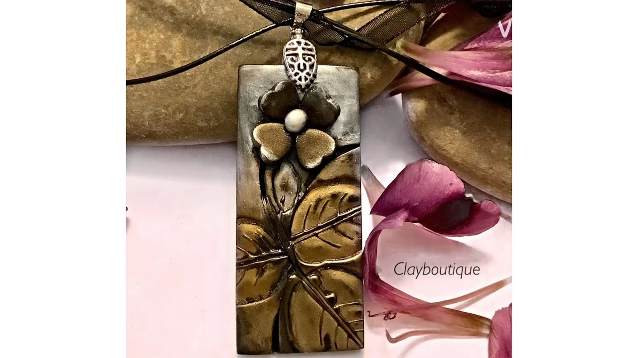 Take a break with Clayboutique! Polymer Clay Aged Metal Flower Pendant