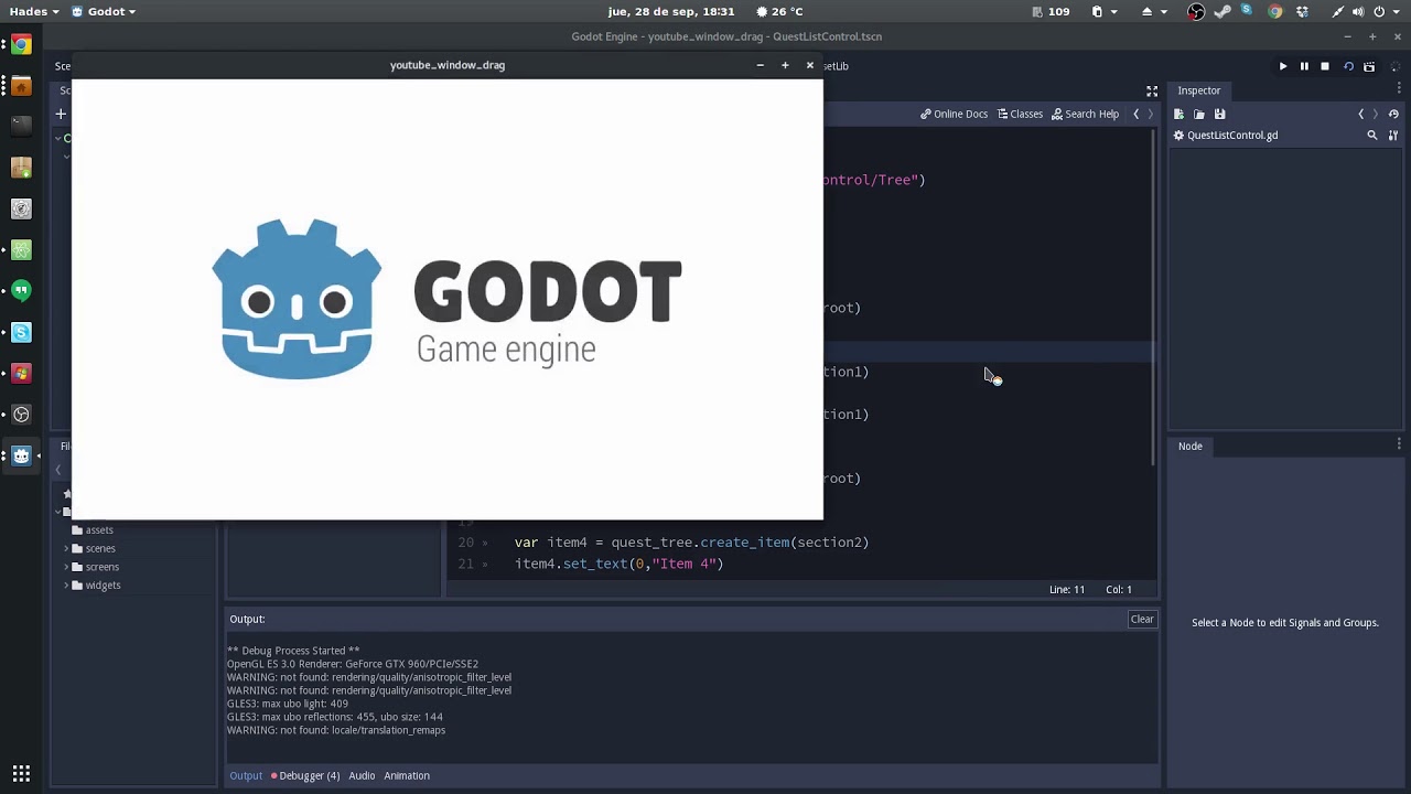Godot 3 - Tutorial - Tree Node and how to send signals to other GUI windows