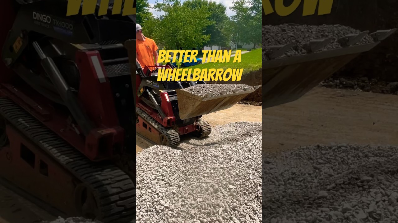 Do you prefer a dingo or wheelbarrow? #patio #outdoor #construction #outdoorliving #diy #concrete