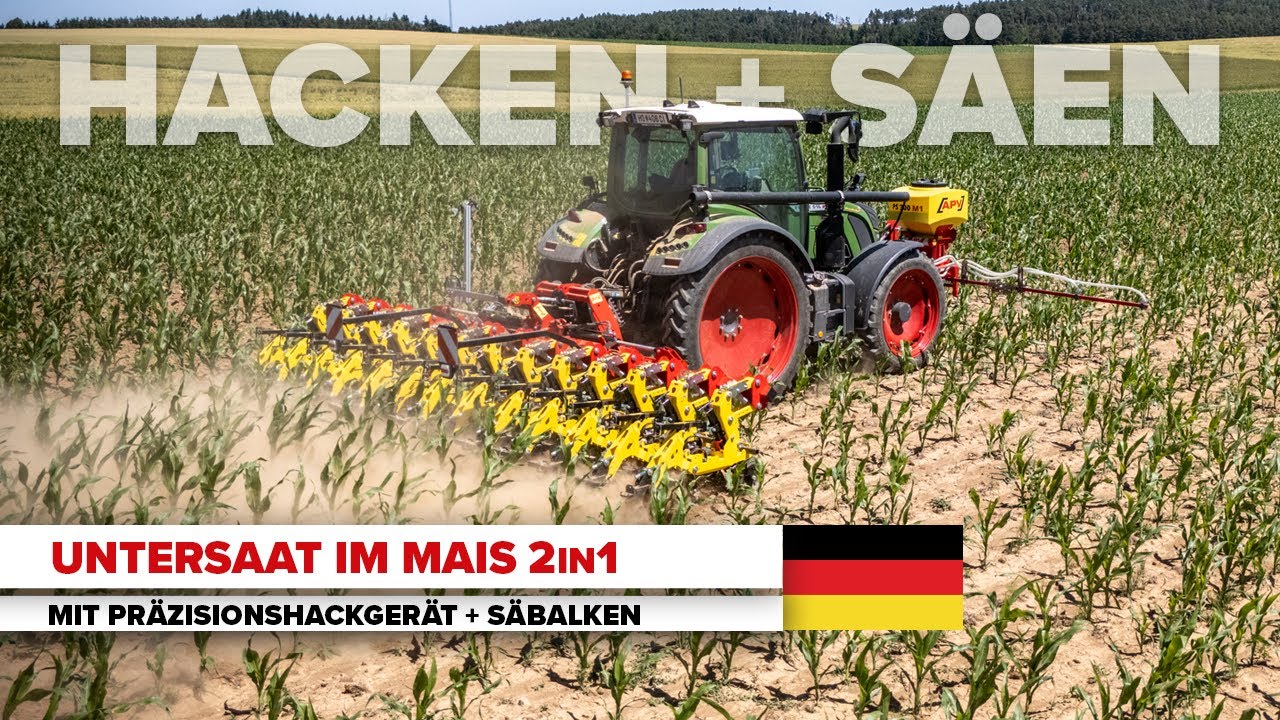 Untersaat im Mais – Hacken & Säen in einer Überfahrt mit Hackgerät + Säbalken
