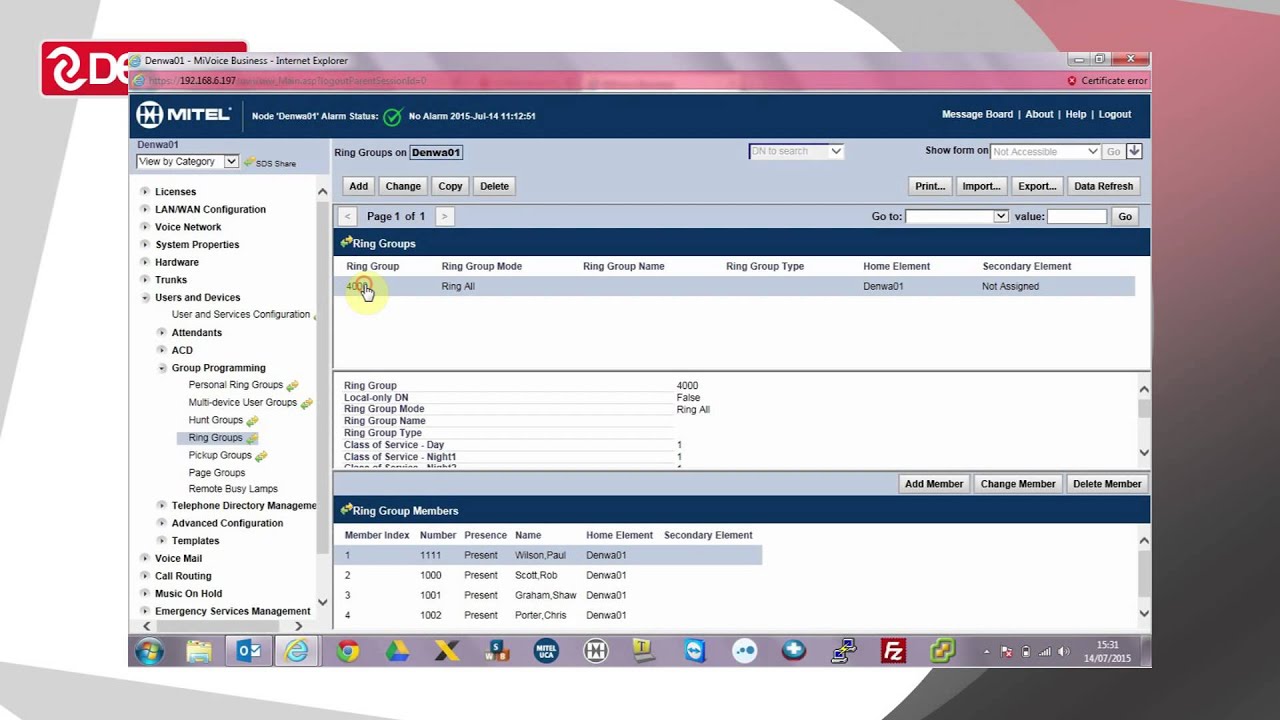Setup and Configuring a Ring Group on the MiVoice Business