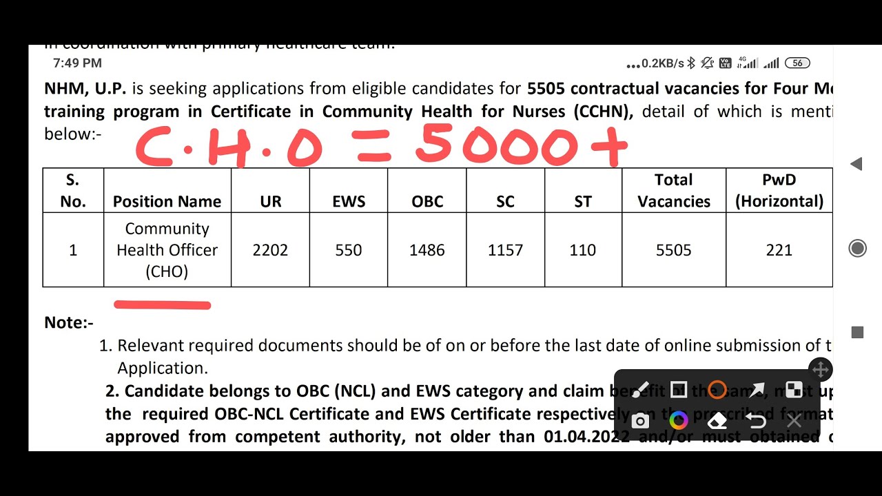NHM CHO VACANCY - POST - 5000 - BSC / GNM / PBBSC - CHO RECRUITMENT - NO CCH - APPLY NOW- UP NHM CHO