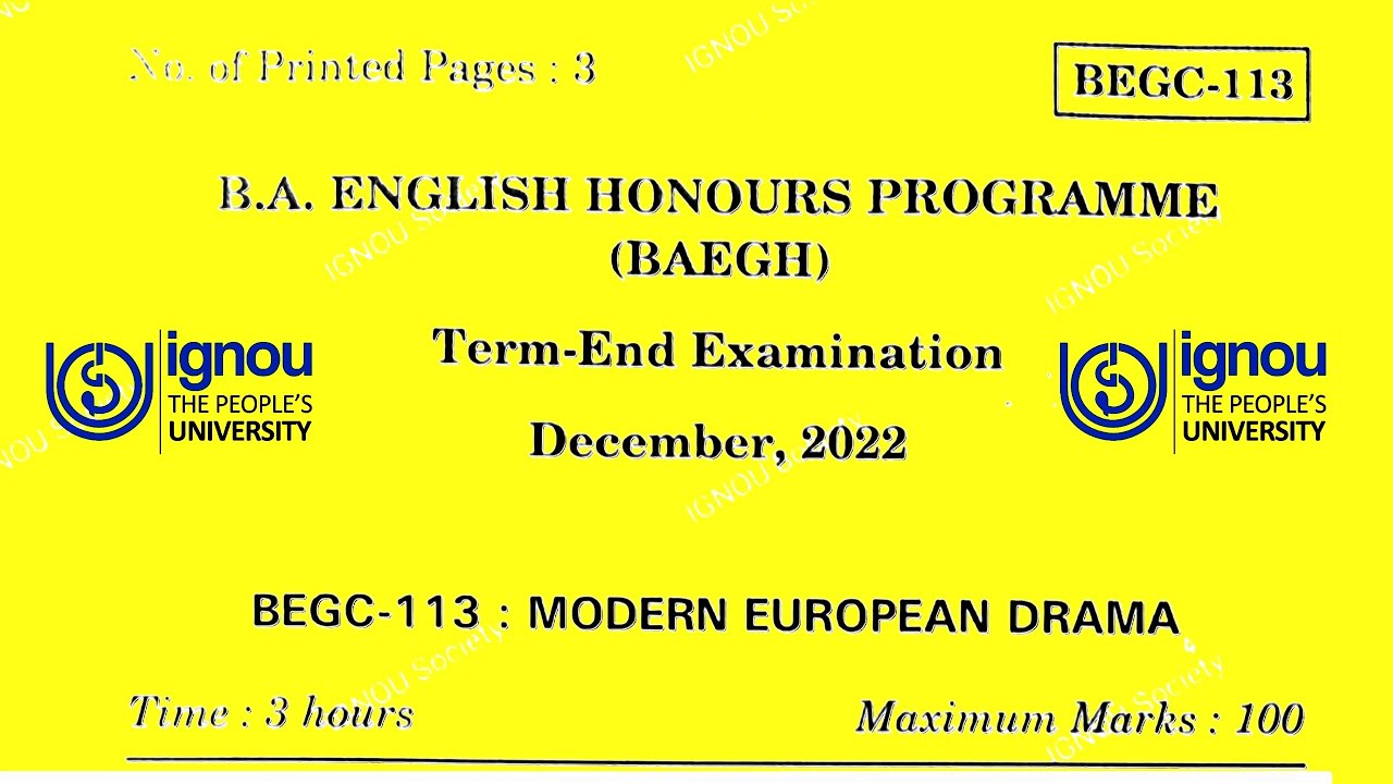 BEGC 113 Previous Year Question Paper | December 2022  BAEGH Question Paper
