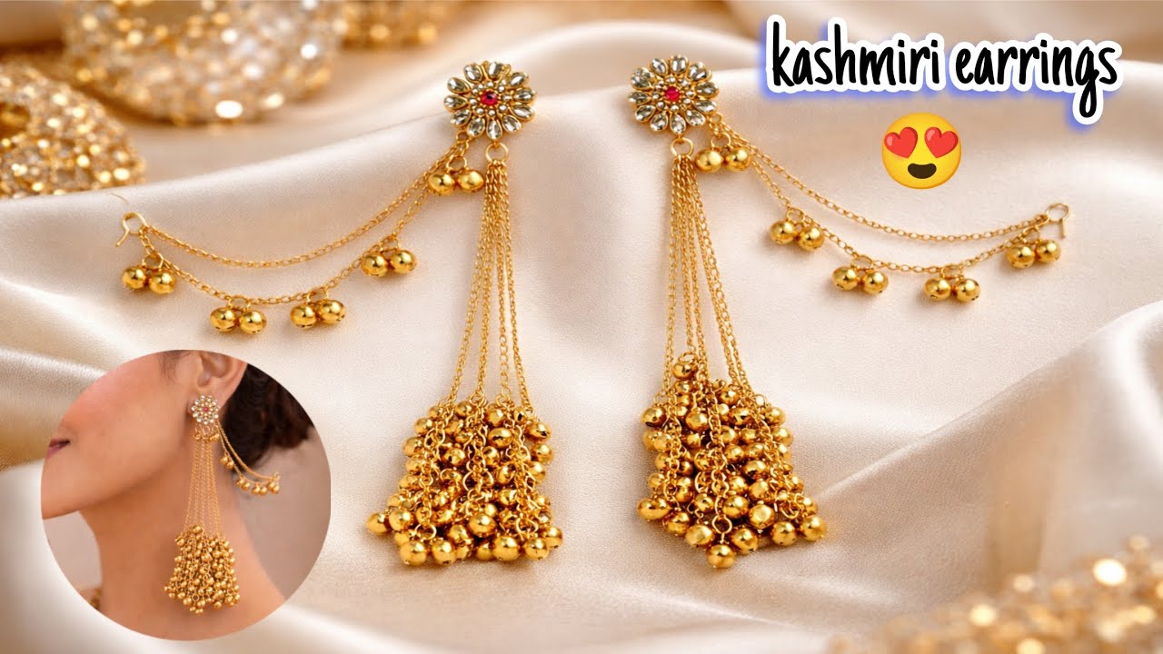Diy beautiful 🤩 kashmiri earrings #handmade #jewellery #earrings #craft #trending #viralvideo 