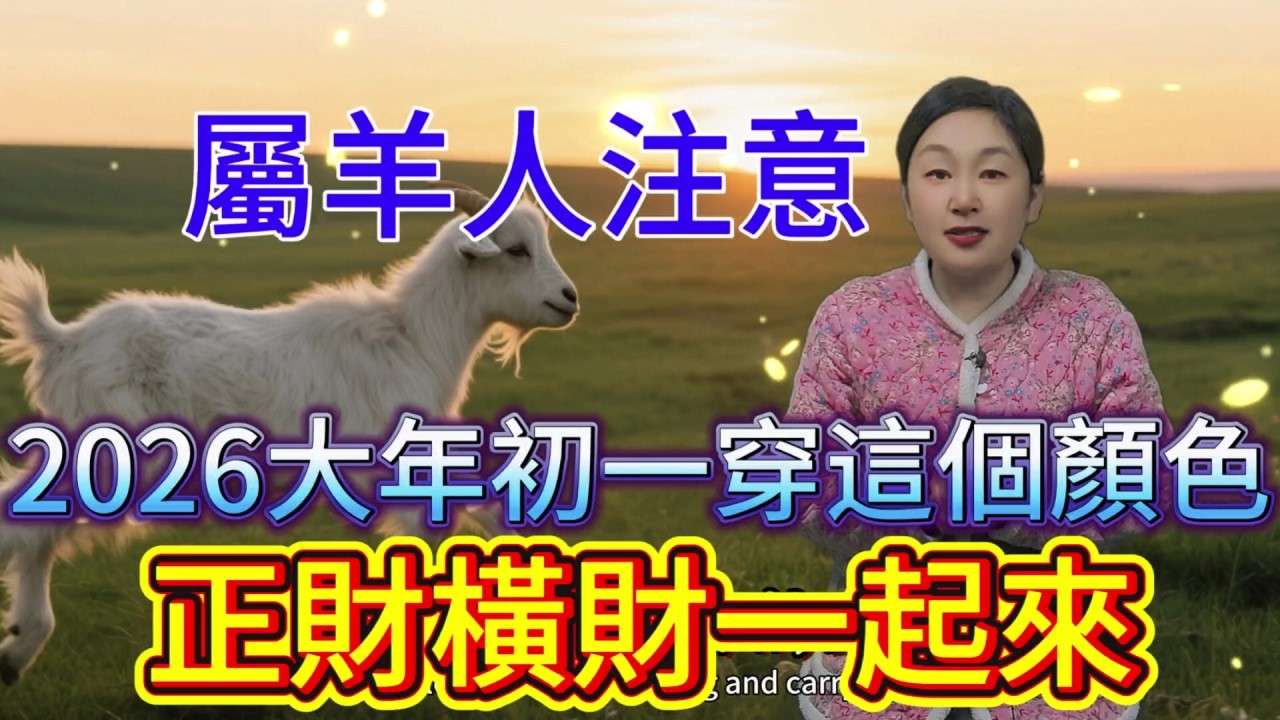 属羊人注意啦，2026 年大年初一 一定要穿這個顏色，鴻運當頭擋不住，好運主動找上門，大吉大利一整年，開啟輝煌運勢，千萬別錯過這神奇色彩！#運勢 #補財庫旺財氣 #財富 #生肖 #命理