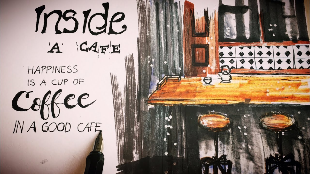 📝HOW TO : Sketch Like an Architect / Rapid Cafe Interior Sketch Drawing