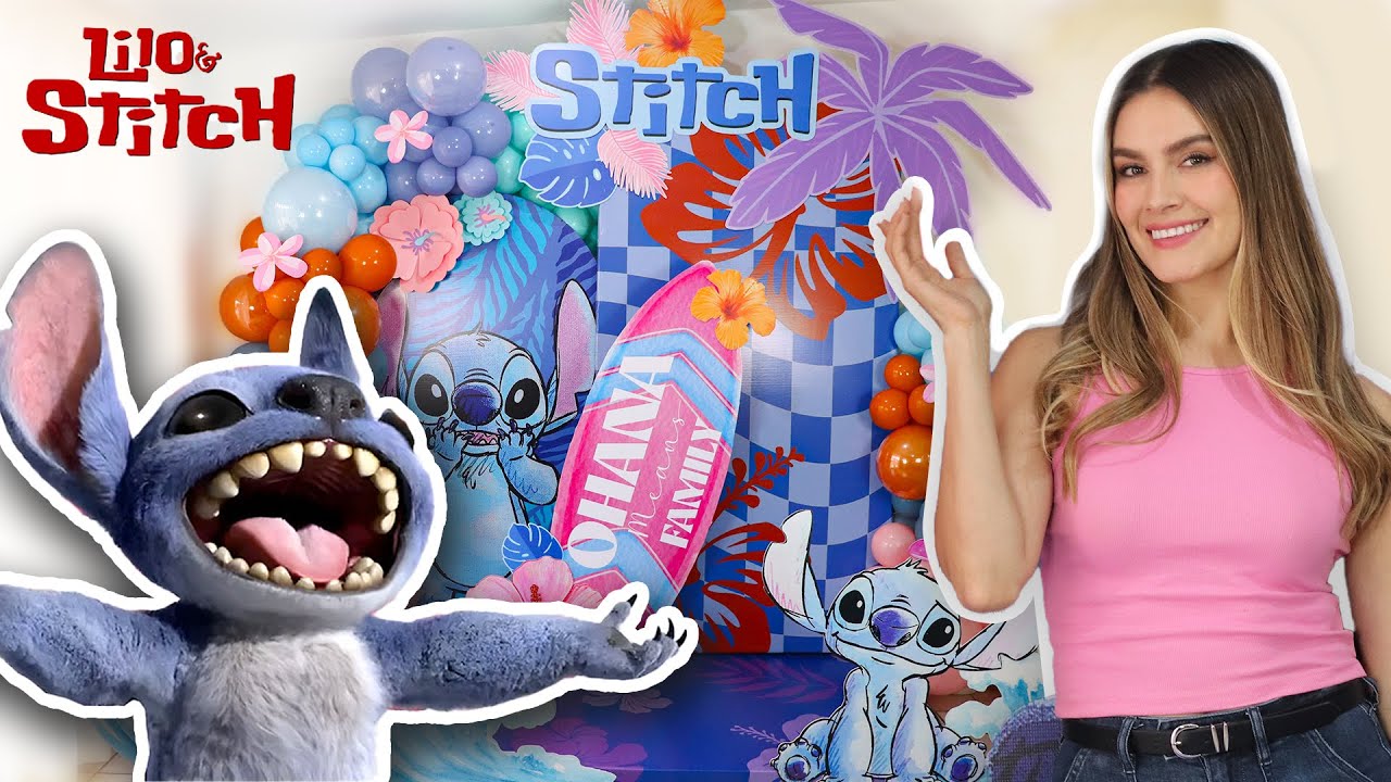 ¡Decora de Stitch 💙 súper lindo! Crea guirnaldas de globos, flores hawaianas y más - Susideas