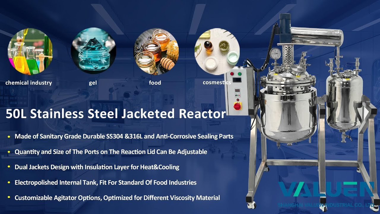 50L Jacketed Stainless Steel Reactor for Food & Chemical Processing | Fully Customizable