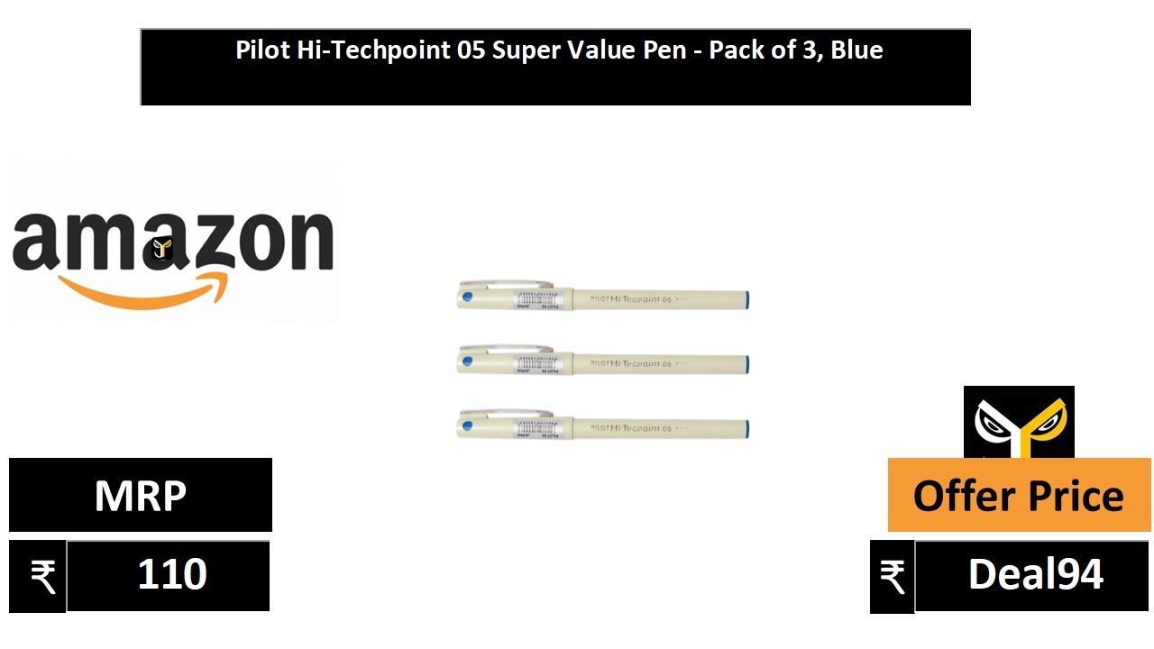 Pilot Hi Techpoint 05 Super Value Pen   Pack of 3, Blue