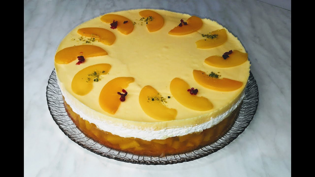 Pfirsich Maracuja Sahne Torte backen selbst herstellen Sommer Torte