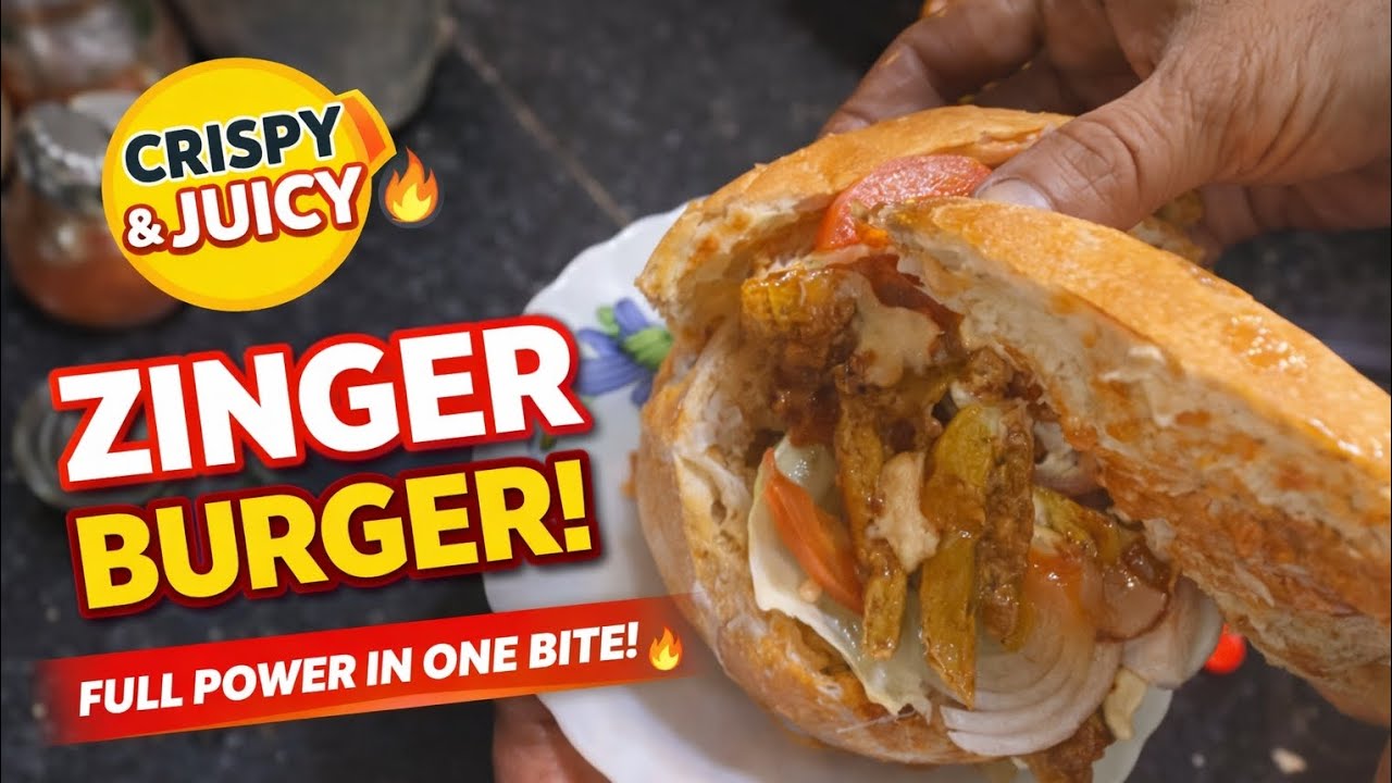 🔥 Crispy Zinger Burger | Juicy Chicken Burger 🍔