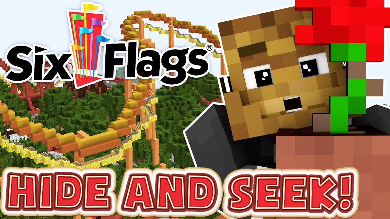 THE BEST HIDING PLACES AT A THEME PARK! Six Flags Edition! - Minecraft Hide N' Seek Mod | JeromeASF