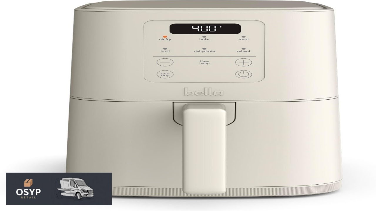 bella 4Qt Slim Air Fryer Fits anywhere Kitchenware EverGood Ceramic Nonstick Coating